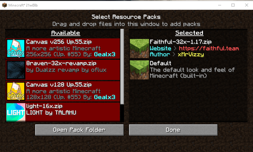 Activate Faithful Texture Pack in the Game