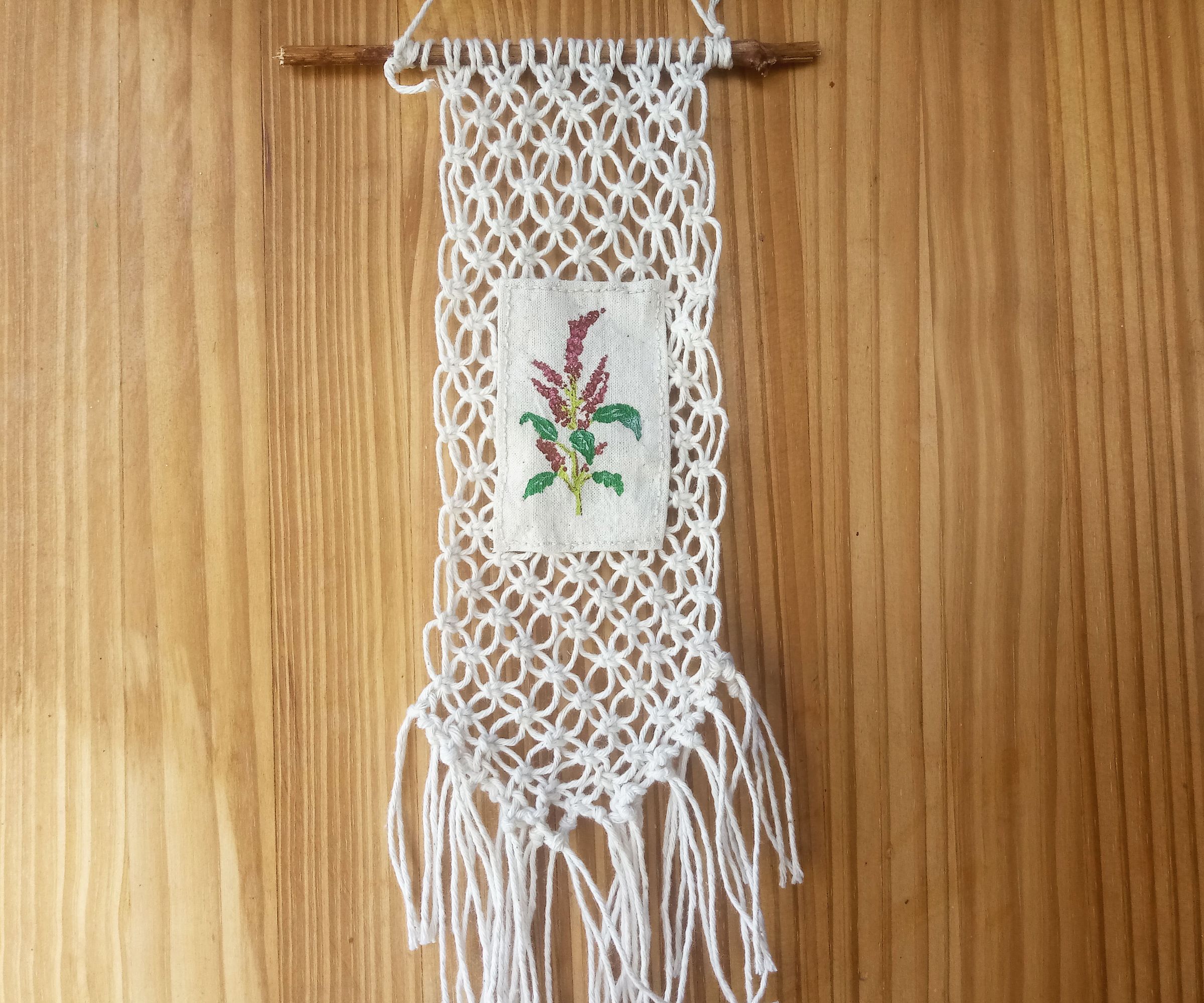 Botanical Illustration Macrame Wall Hanging