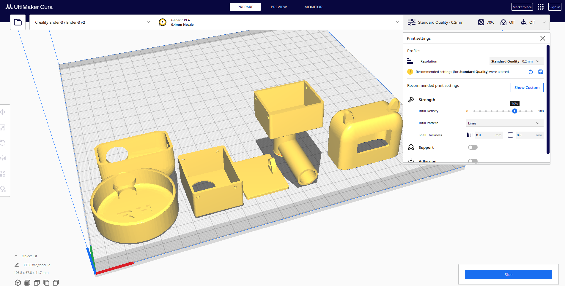 Model ชิ้นส่วน Smart Cat Feeder ก่อนพิมพ์ 3D
