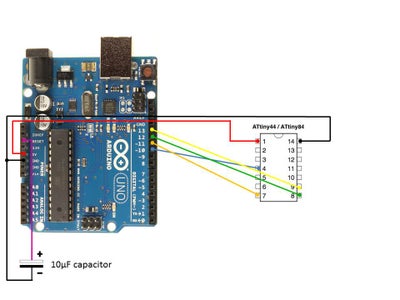 Connect ATtiny84 for Programming