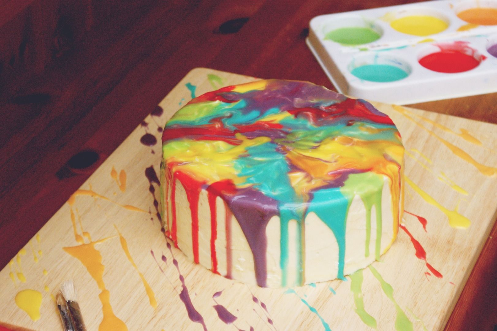 Melted Rainbow Paint Drip Cake 4 Steps (with Pictures) Instructables