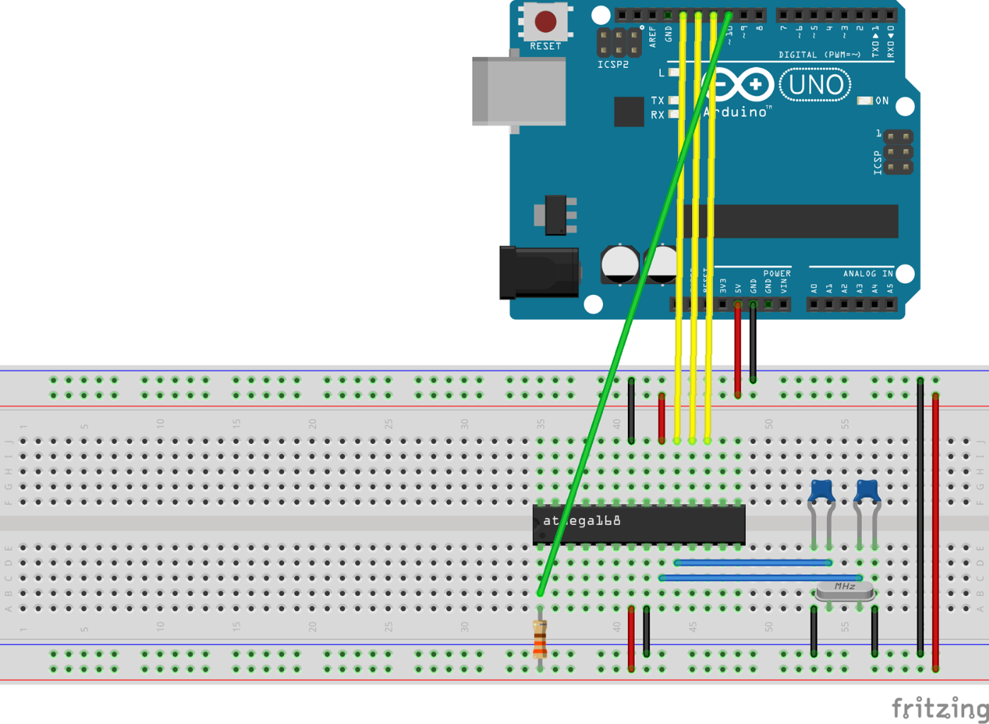 Connecting the ATmega to the Arduino