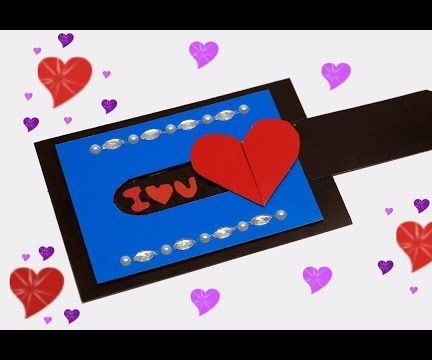 Love You Card / How to Make  Love Slider Card Tutorial / DIY Greeting Card Paper Crafts / Julia DIY
