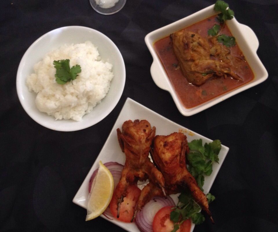 Roast Quail and Quail Curry With Steamed Rice