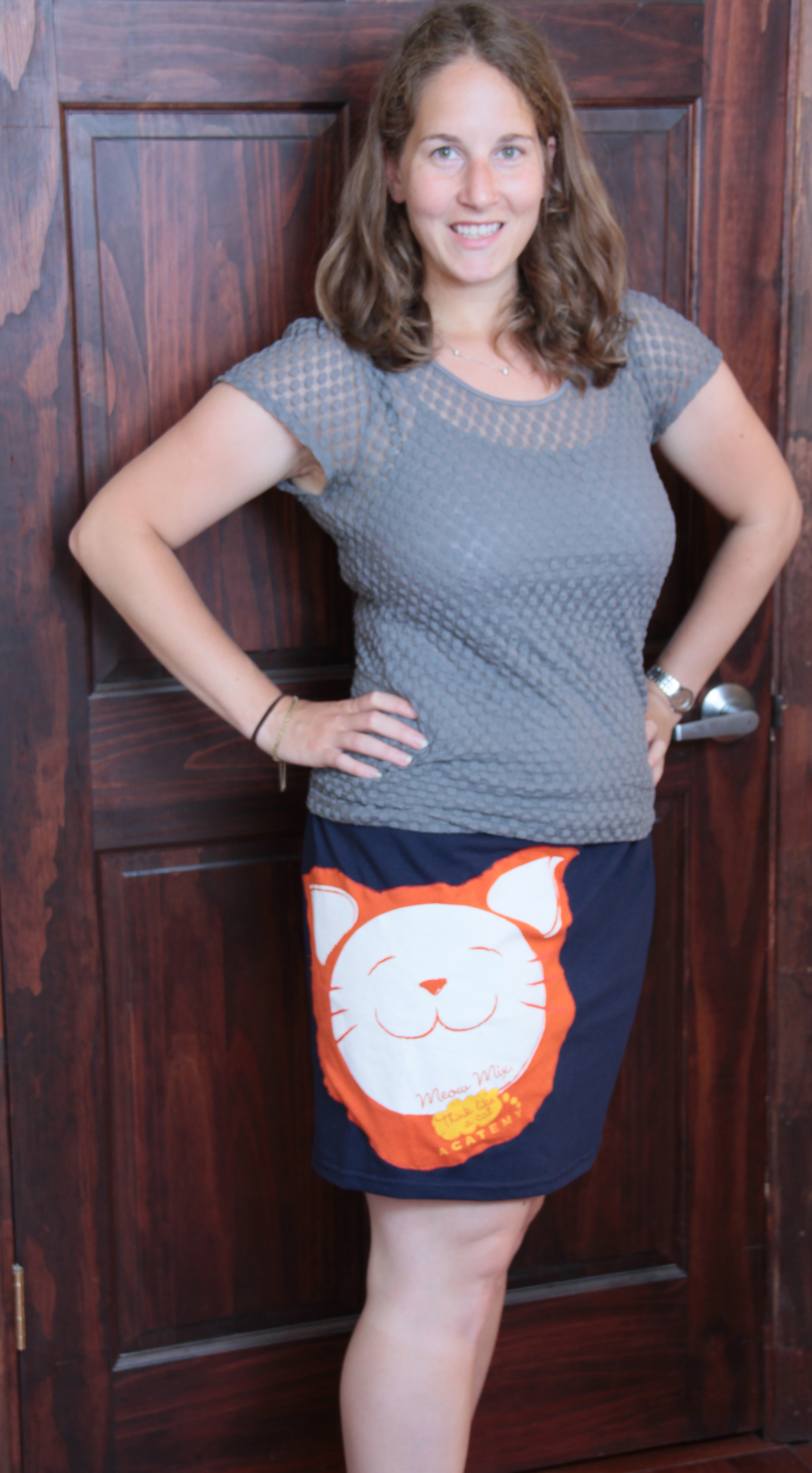 Simple Skirt With Applique From Two T-shirts
