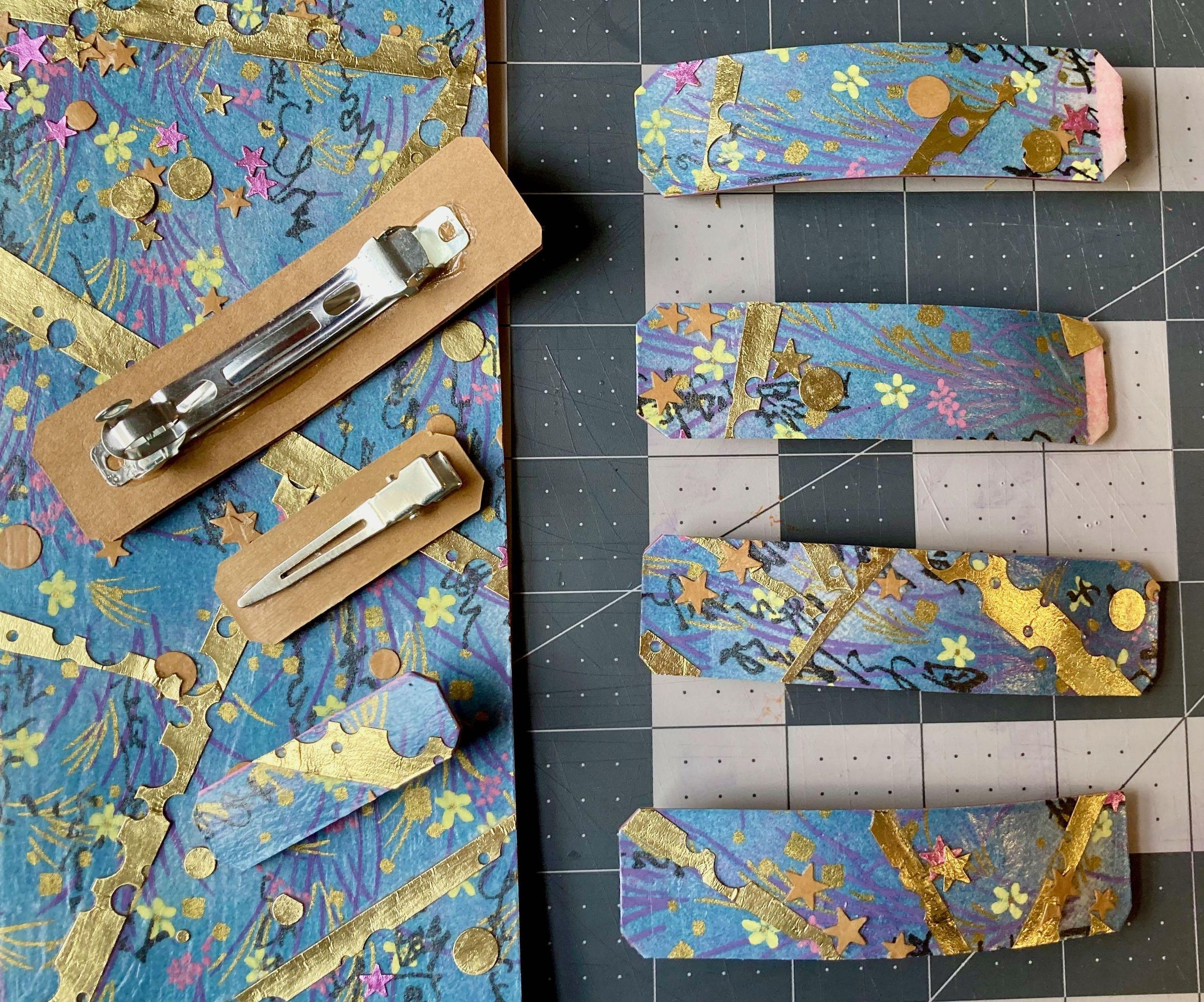 Laminated Paper Barrettes and Hair Clips