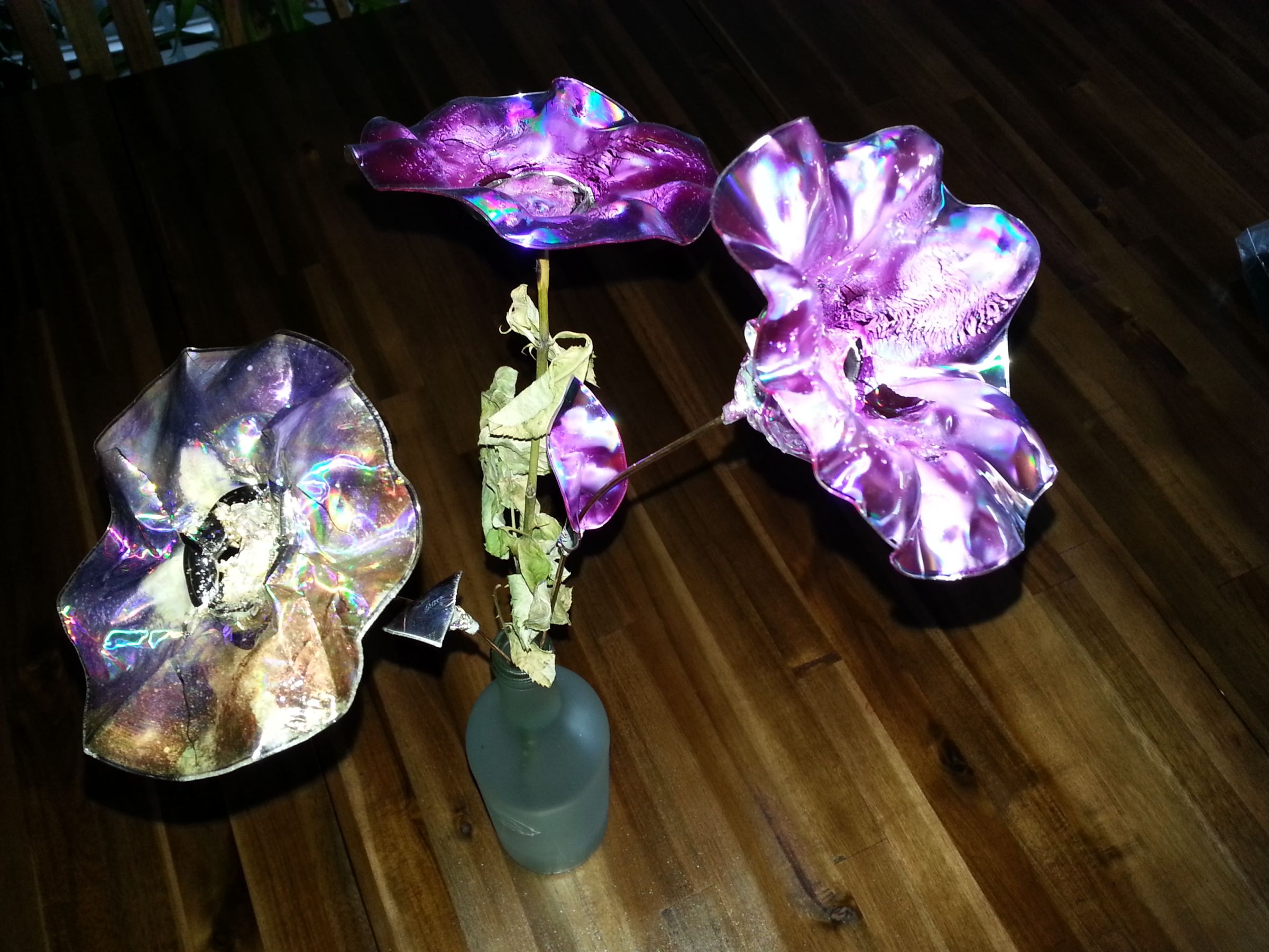 JoY's Rawcopiednature Eternal Beauty Flowers From Upcycled CDs and DVDs