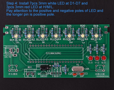Install 7pcs 3mm White LED and 3pcs 3mm Red LED 