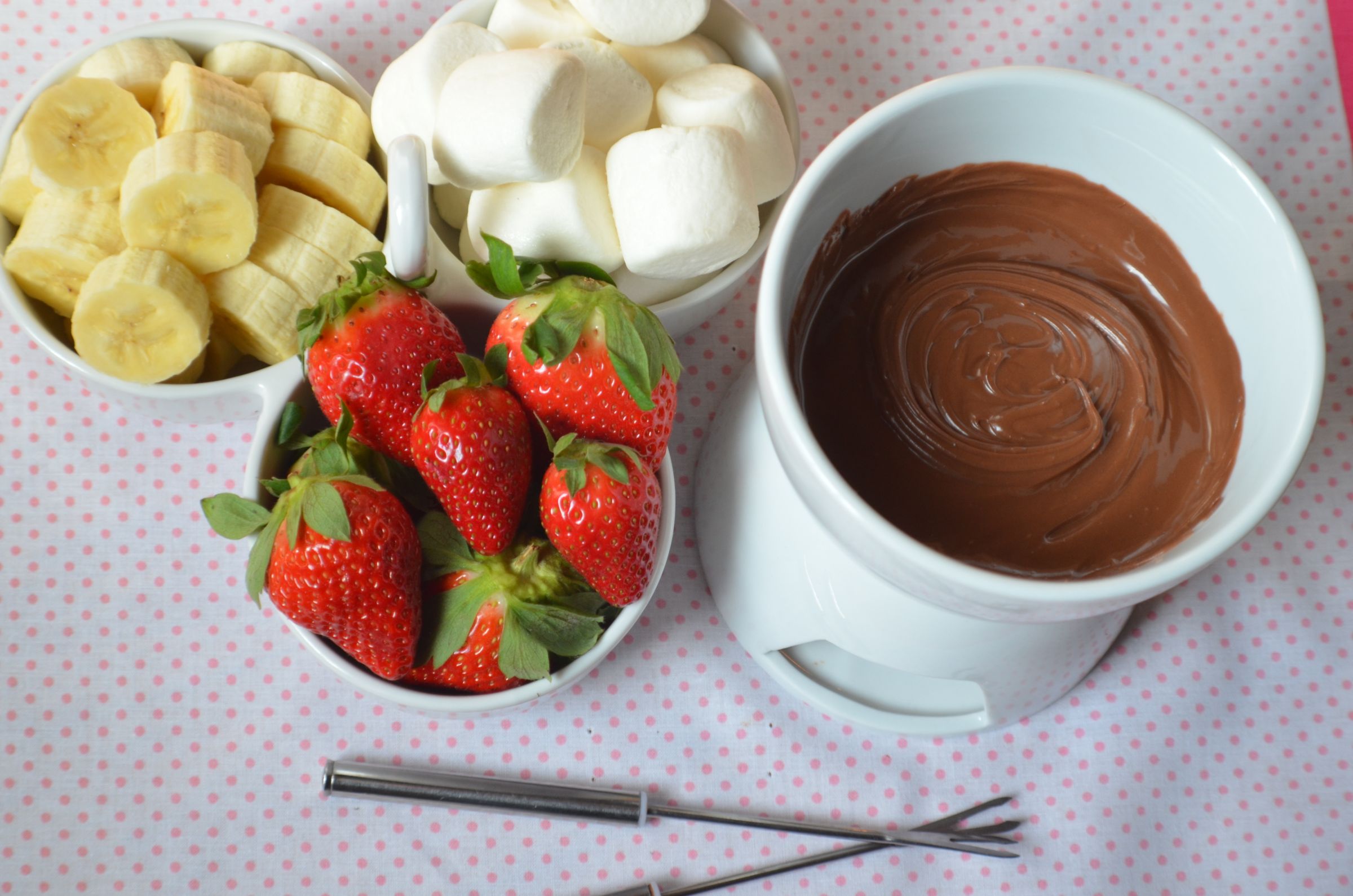 Valentine's Bellini and Chocolate Fondue