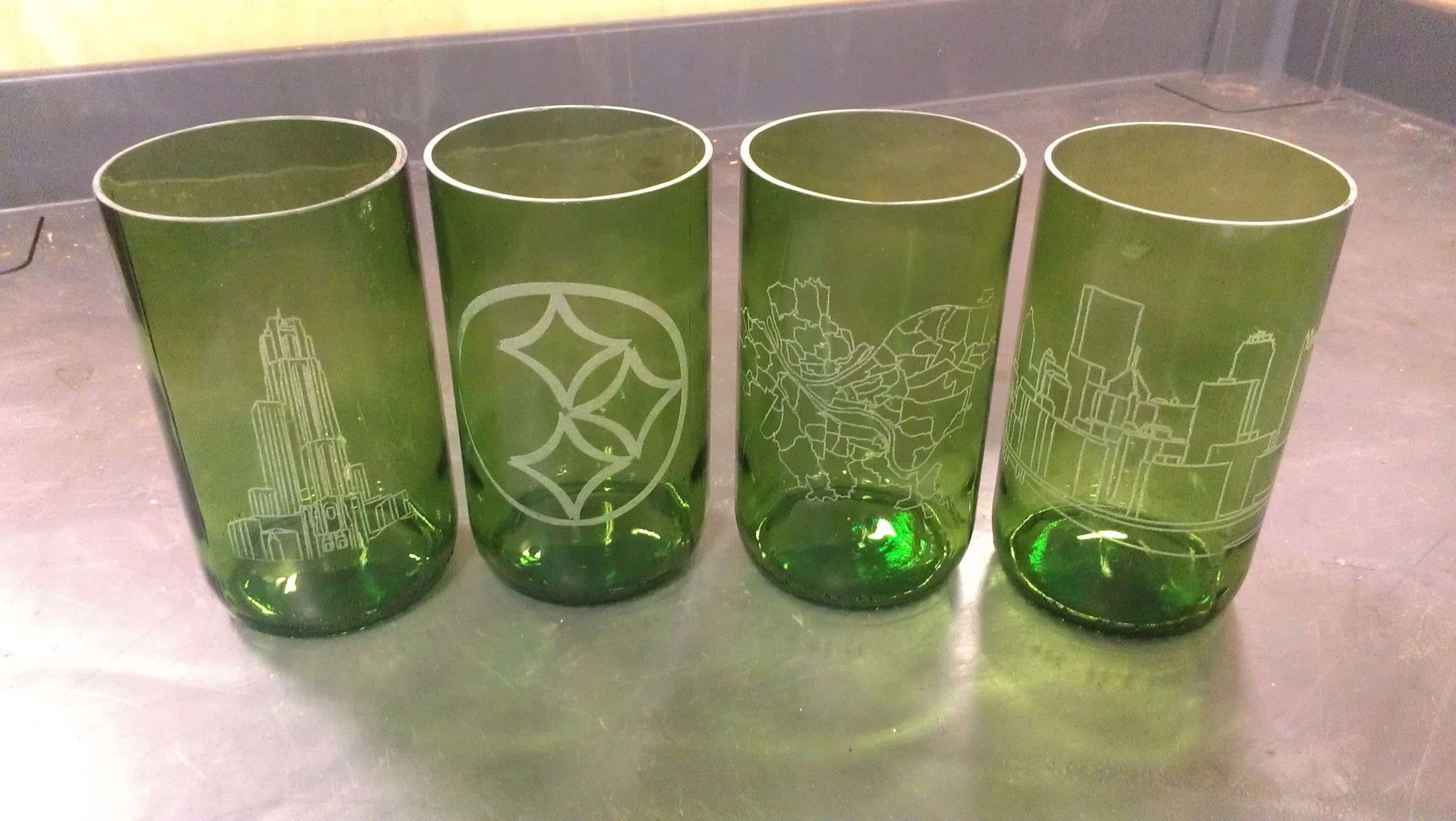 Laser Engraved Recycled Wine Bottle Glasses