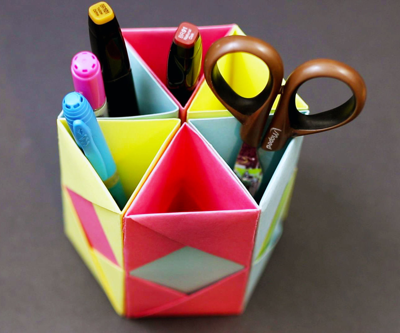 Origami Pencil Holder - Desk Organizer (DIY Paper Craft Tutorial)!