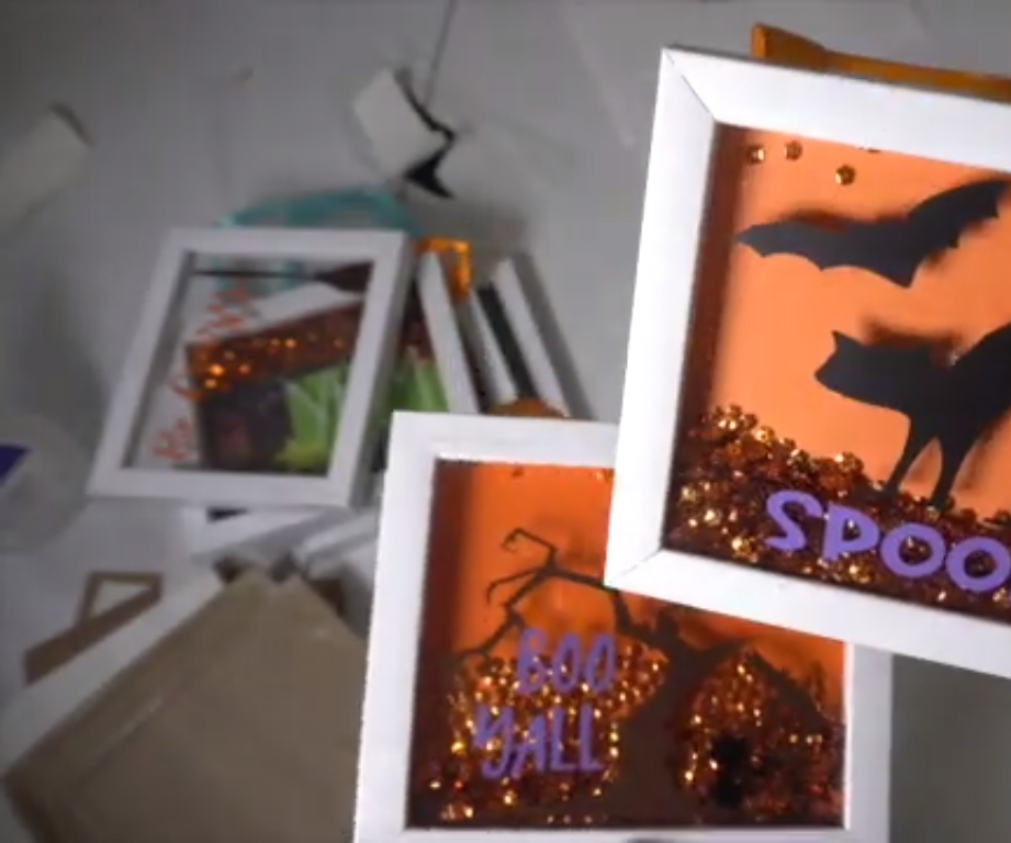 How to Make Super Easy Halloween Shadow Boxes (Dollar Tree Stuff and Cricut)