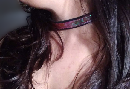 Choker Necklace Made With Denim and Headlight Vinyl