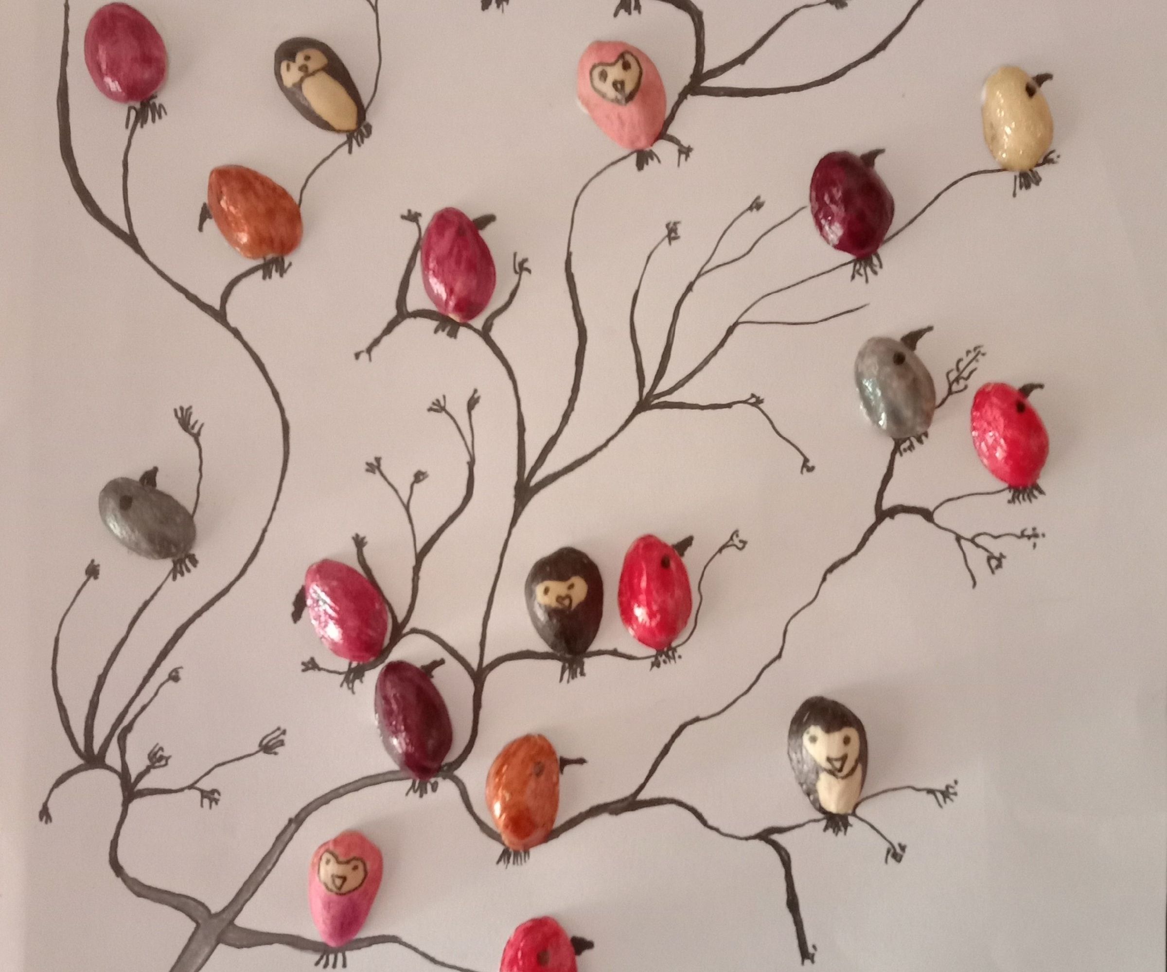 NUTSHELL BIRDS IN a BARE TREE