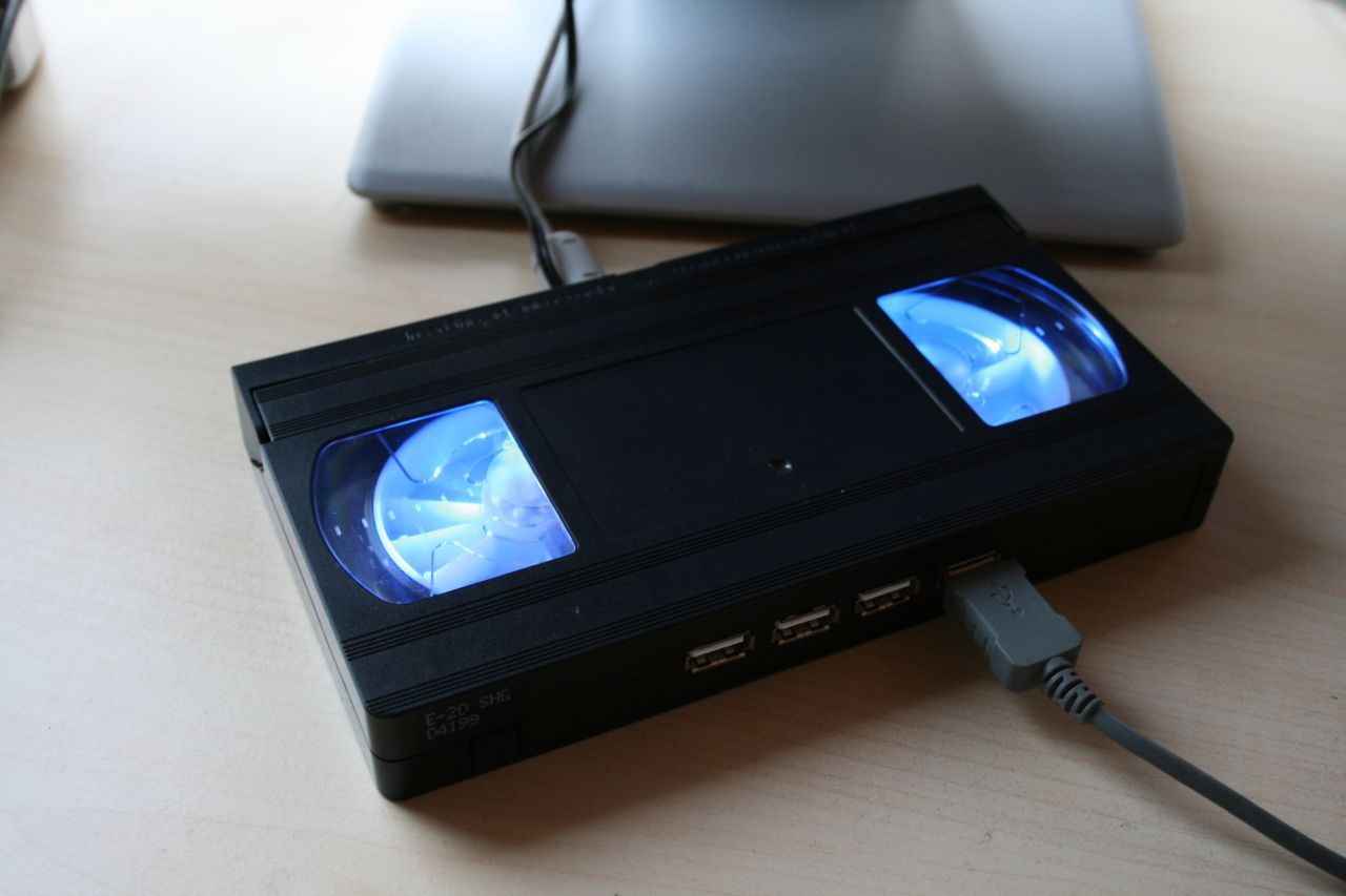 Glowing video tape USB hub