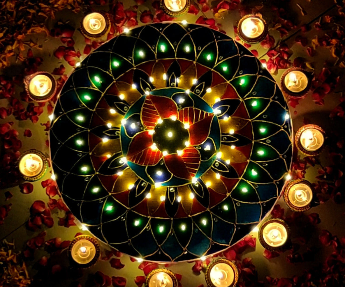 FAIRY LIGHTS RANGOLI WITH CANVAS