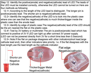 Identify the Positive(anode) and Negative(cathode) Lead of LED.