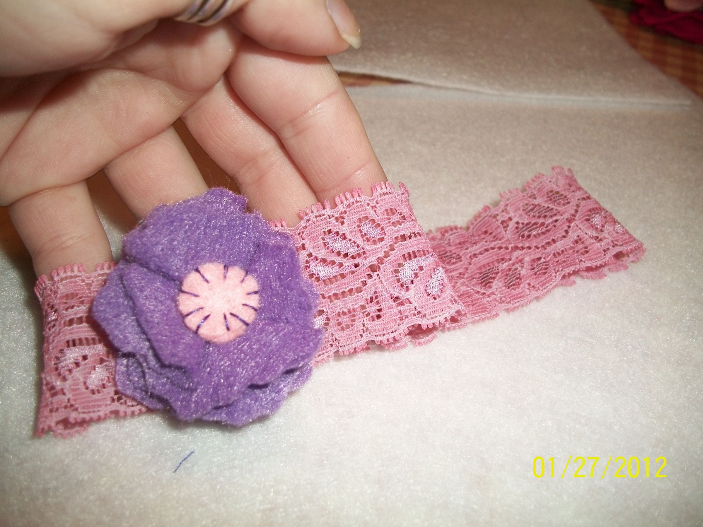 Lace Baby Headband With Felt Flower
