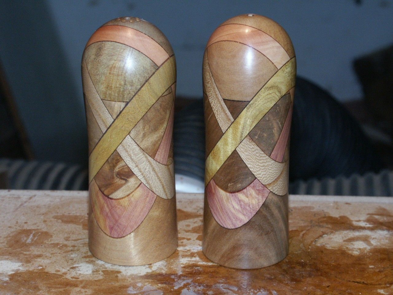 Laminated Salt and Pepper Shakers