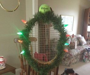 Lighted LED Christmas Tree Tennis Racquet