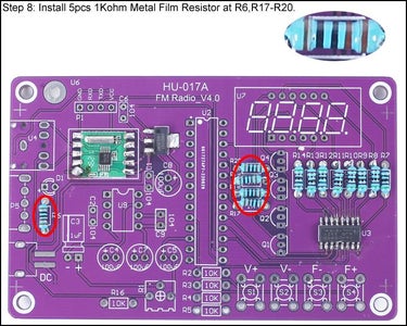Install 5pcs 1Kohm Metal Film Resistor at R6,R17-R20