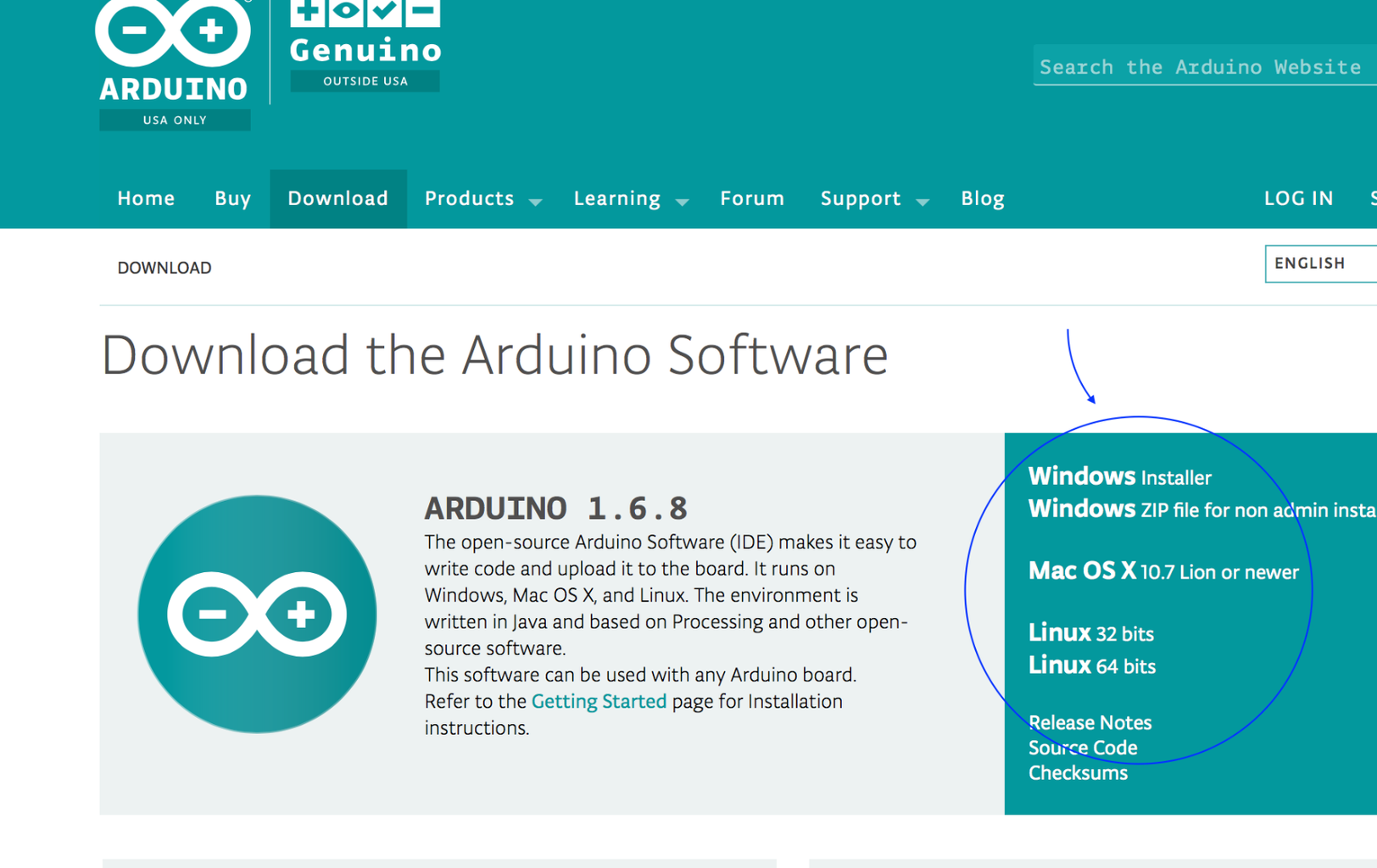 Install the Arduino IDE 1.6.7 (or Latest) 