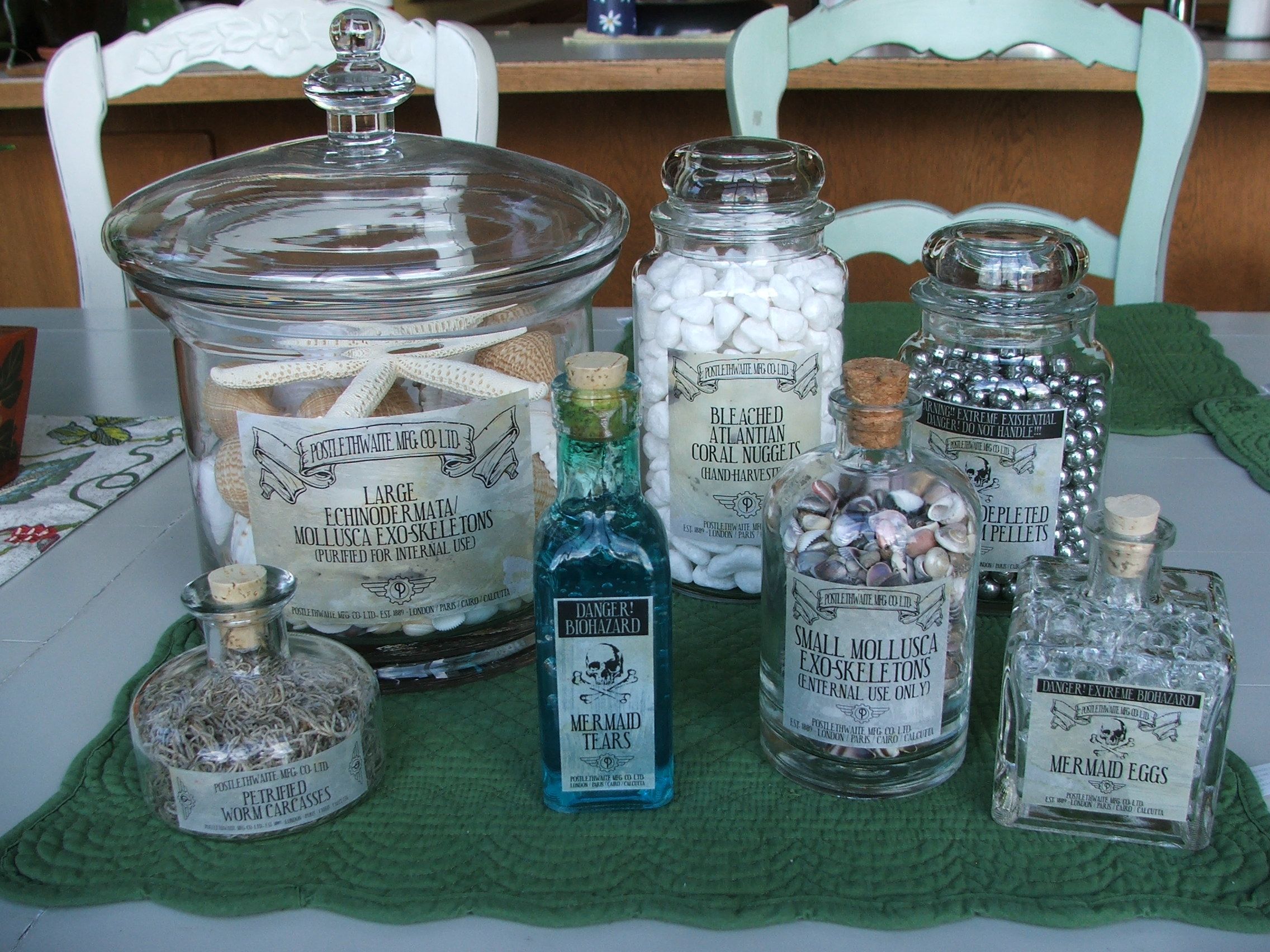 Steampunk, Victorian, Mad Scientist Apothecary Bottles