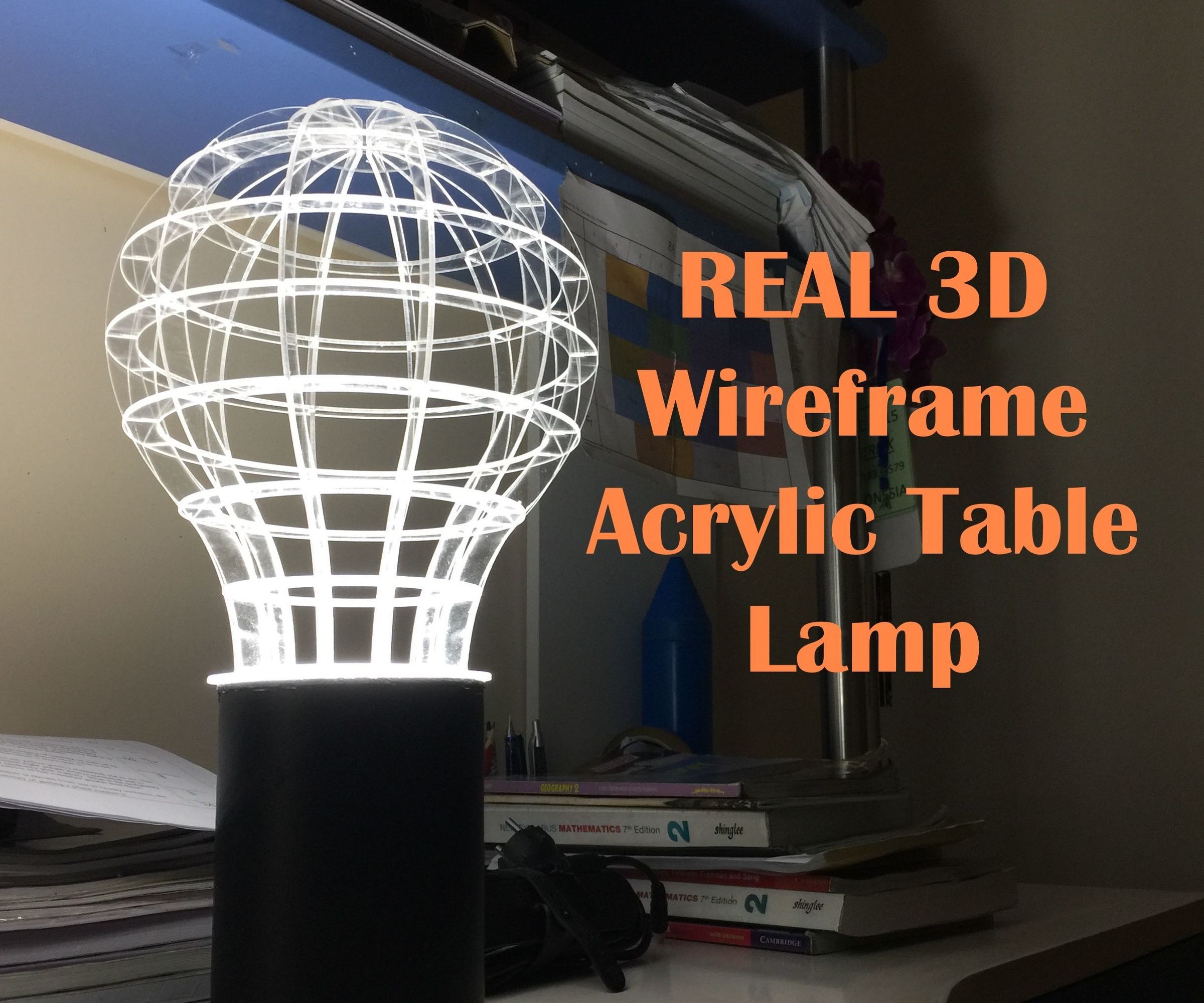 REAL 3D Wireframe Acrylic Table Lamp