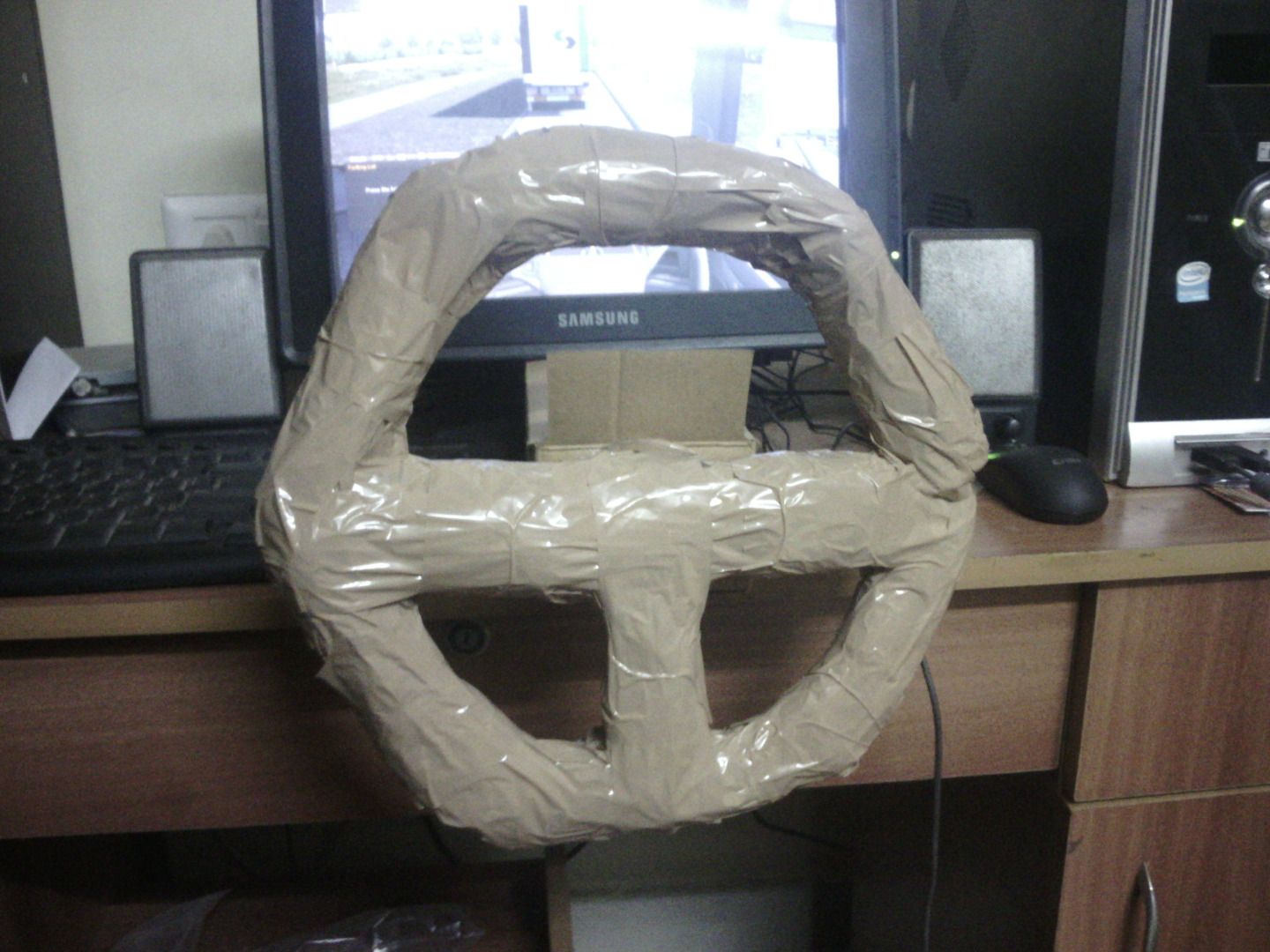 DIYUSB Steering Wheel AND Gas+Brake Pedals Only From Cardboard and