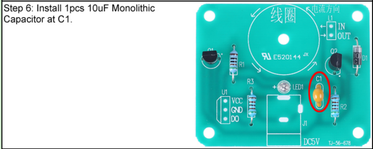 Install 1pcs 10uF Monolithic Capacitor at C1