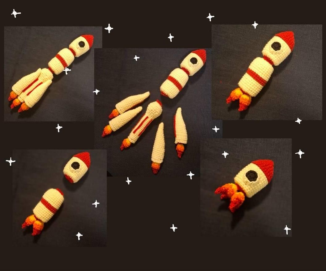 Assemblable 3-Stage Crochet Space Rocket Toy