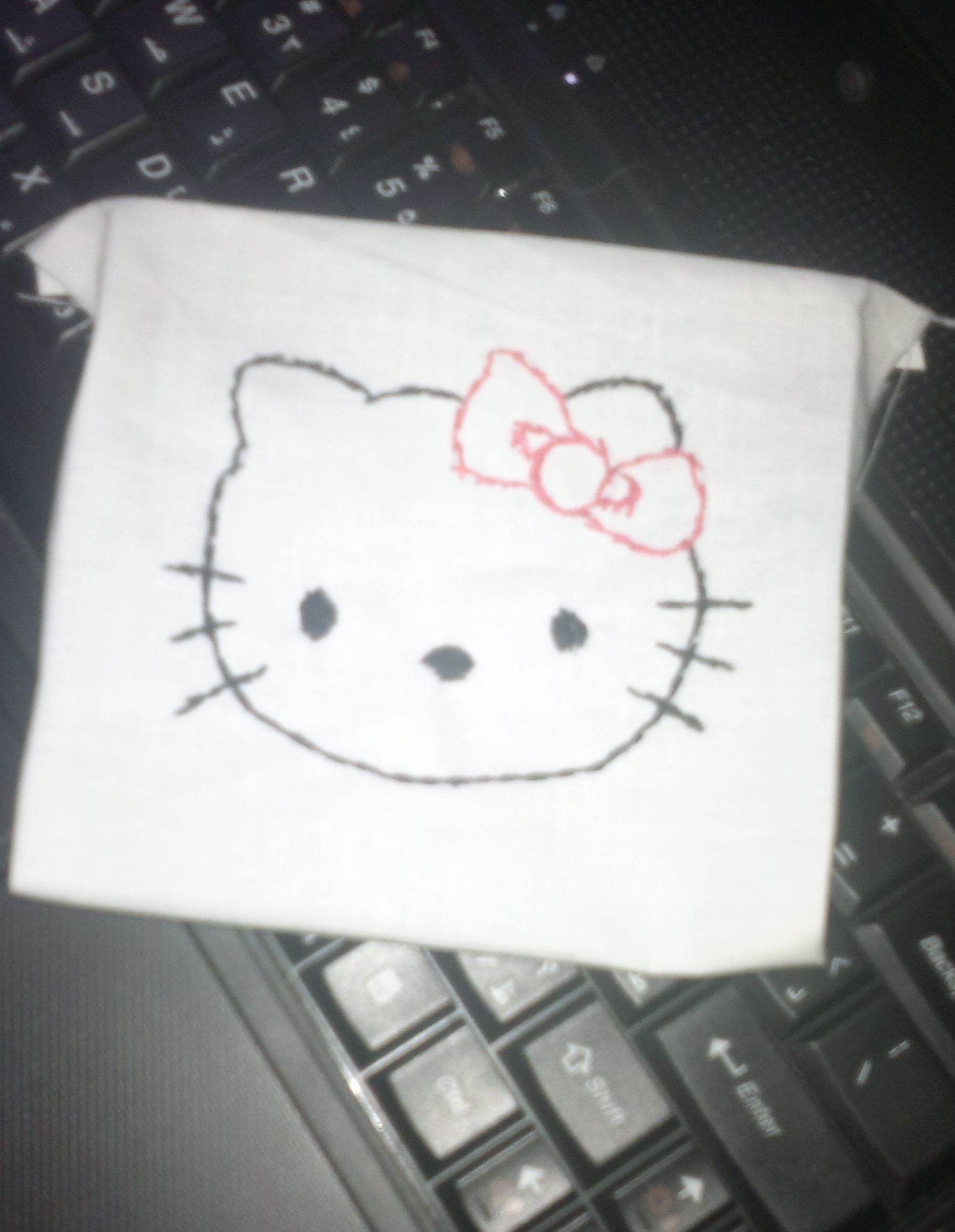 Hello Kitty Stem Stitch Napkin