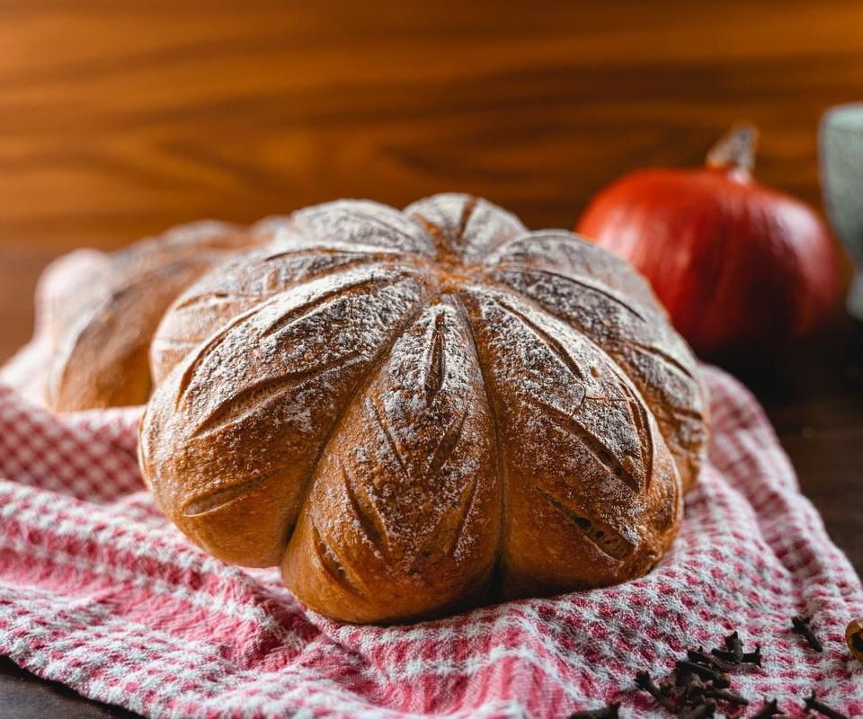 Pumpkin Spice Sourdough Bread in the Shape of a Pumpkin