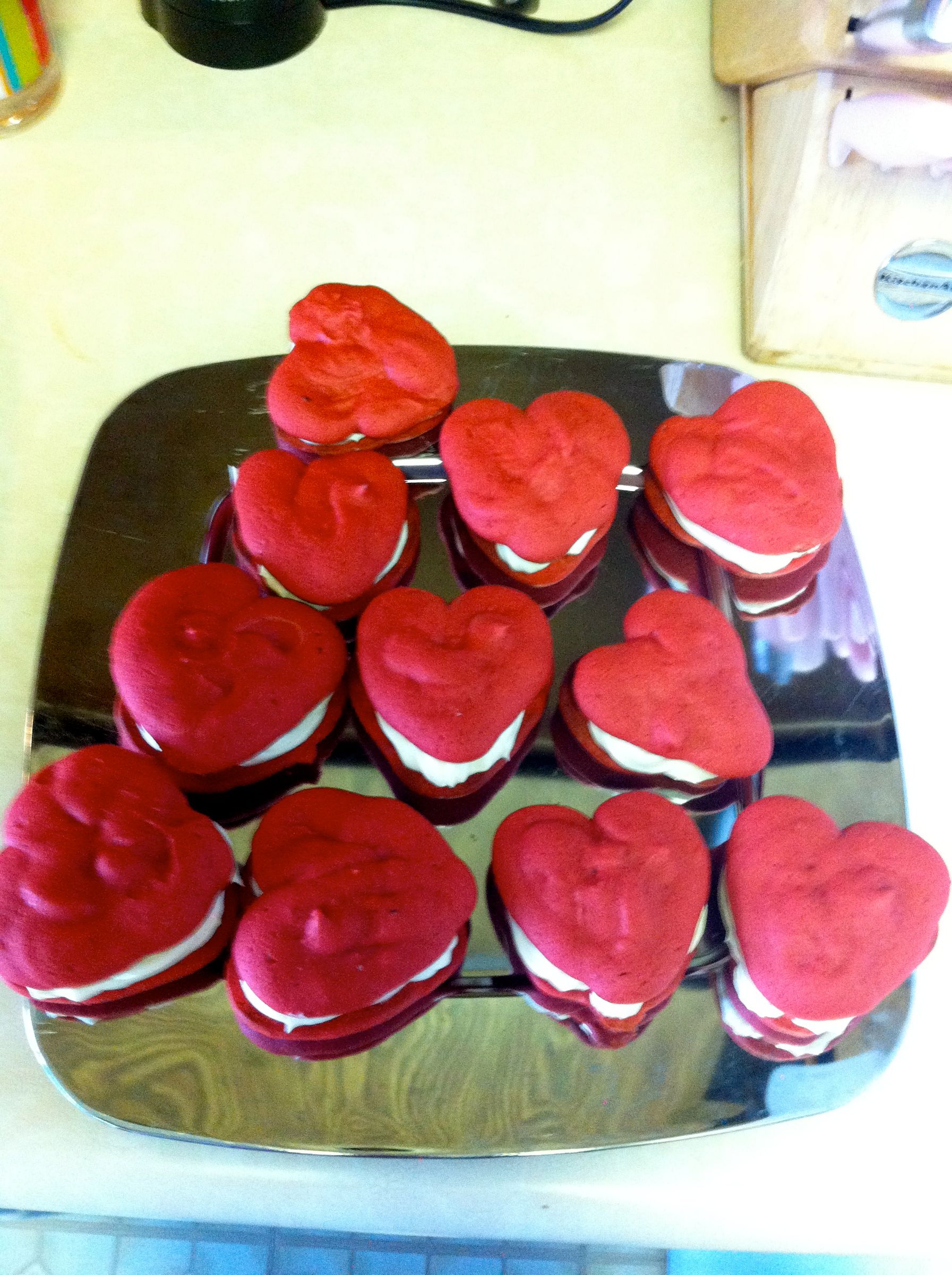 Red Velvet Heart Shaped Whoopie Pies