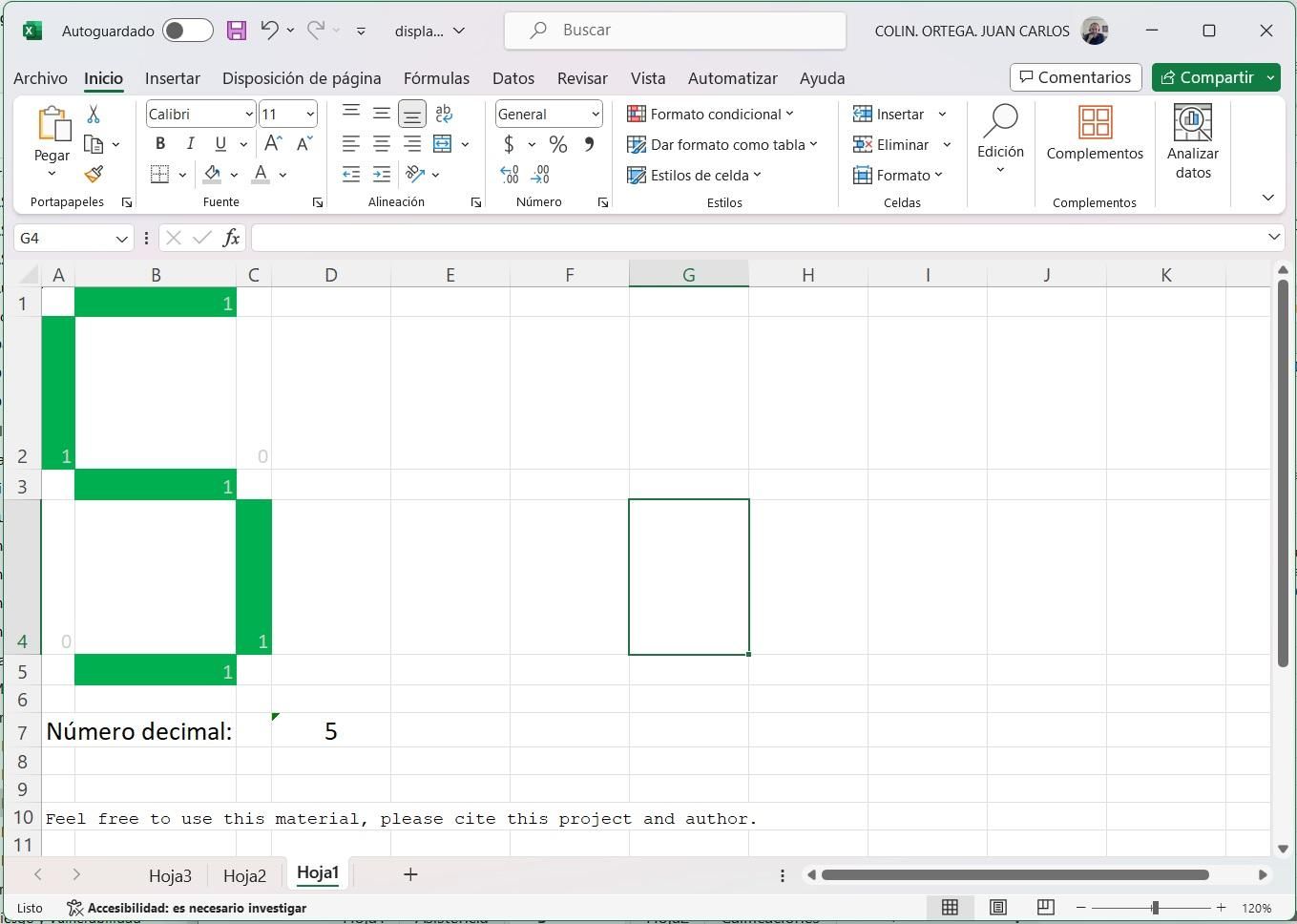 7 Segment Display Excel Simulator