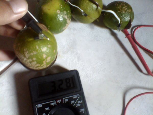 Simple Electrolytic Cell Made with Citrus Fruits