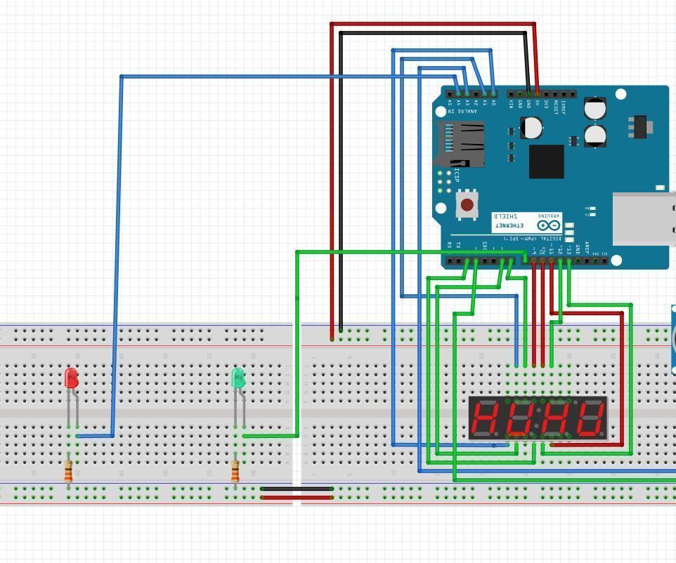 Distance Sensor + 4 Digit, 7 Seg Display 