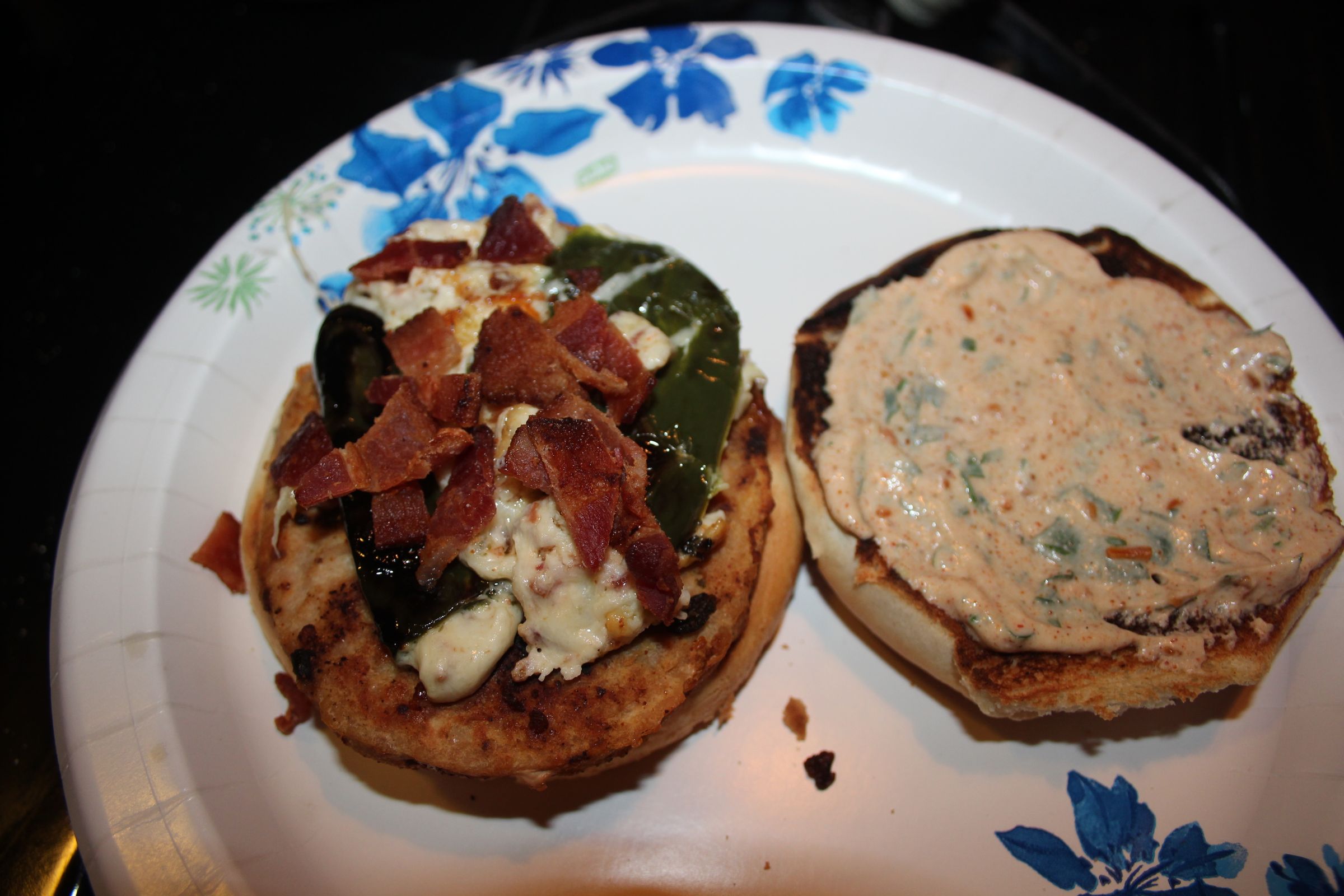 Bacon and 2 Cheese Stuffed Jalapeno Tex-Mex Turkey Burger