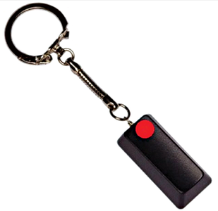 Home-brewed Bar Magnet Keyring. Red Dot Indicates the North Pole