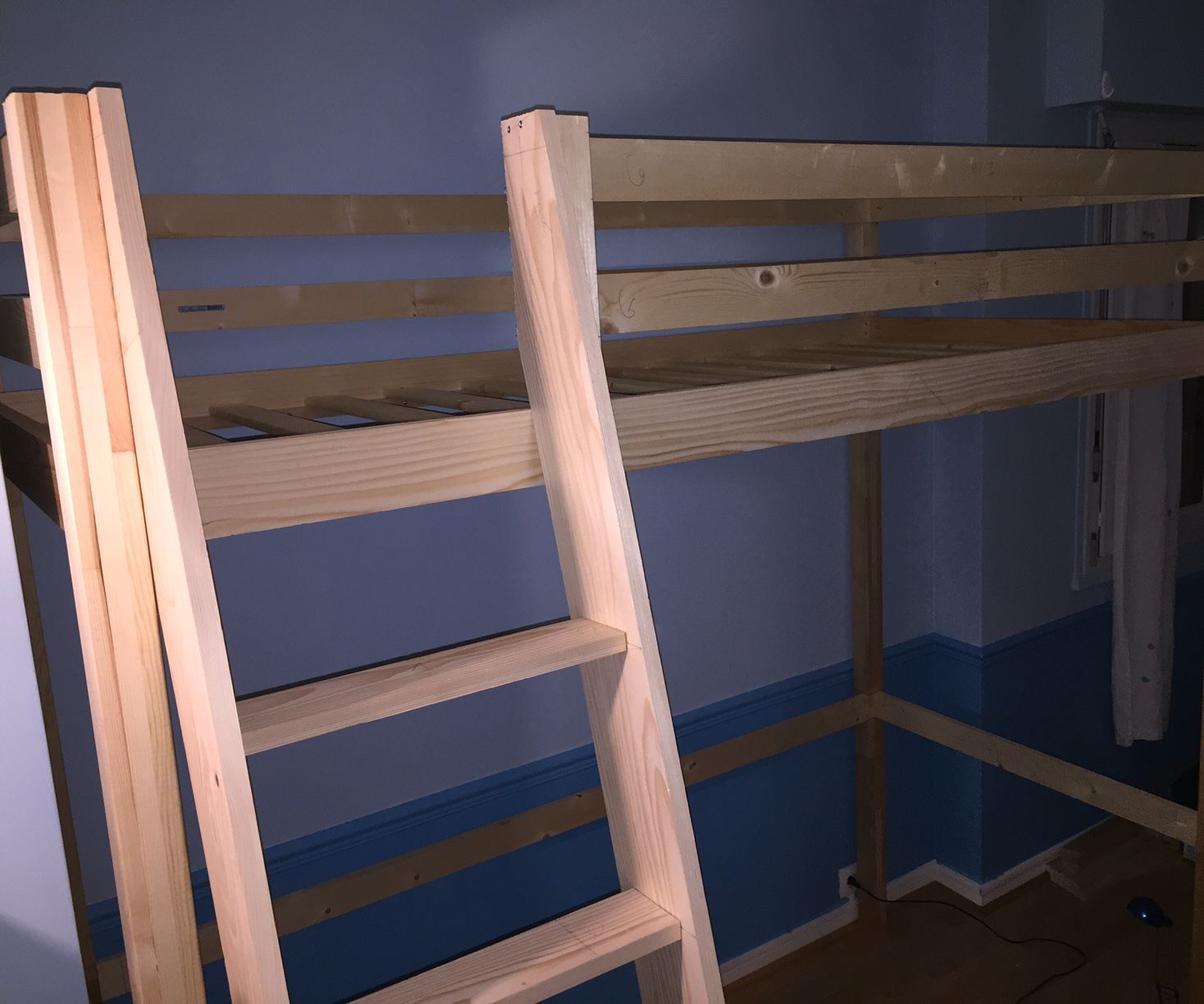 Mezzanine Bed With Frame Inserted Into Posts