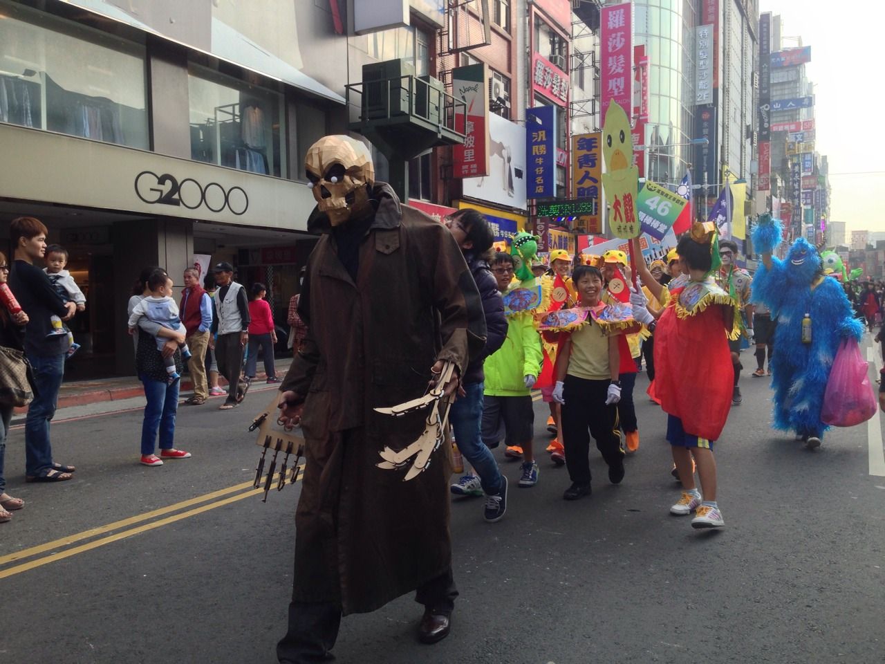 Halloween Costume With Skeleton Mask, Mechanical Hands, Sound Reactive LED Eye Balls, and Dropping Head Trick