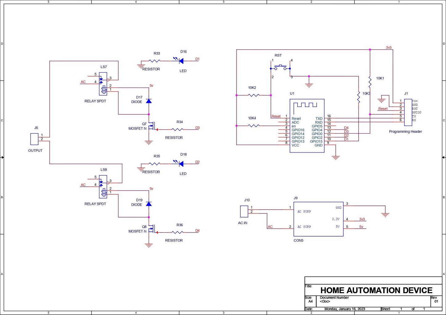 Home Automation Board With ESP8266 Dual Output : 10 Steps (with ... Circuit Diagram