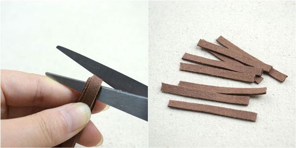 Take a Strip of Suede Cord, Double It 3 or Four Times for Each Segment Reaches to About 6cm Long. Next, Cut the Folded Locations.