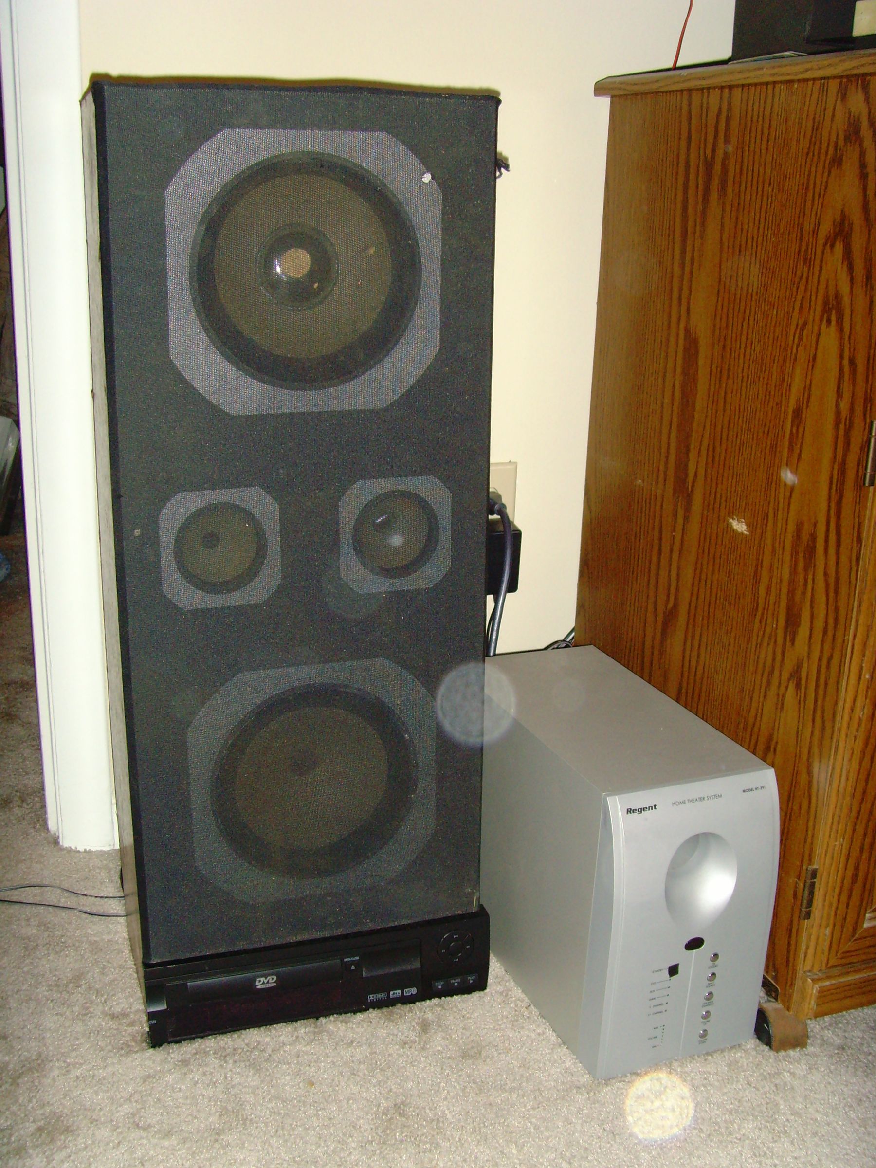 Speaker With Hidden DVD Shelves & DVD Player