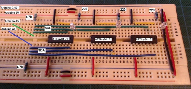 ATTiny84 - I2C Slave - Arduino UNO