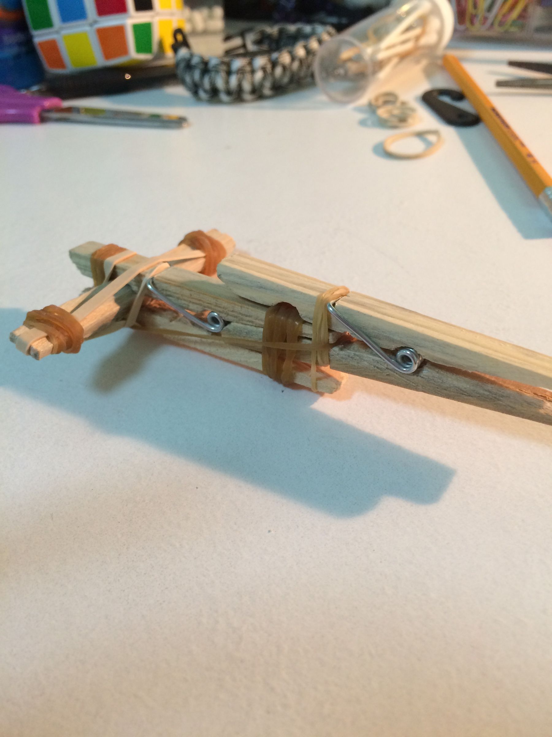 How to make a mini clothespin crossbow