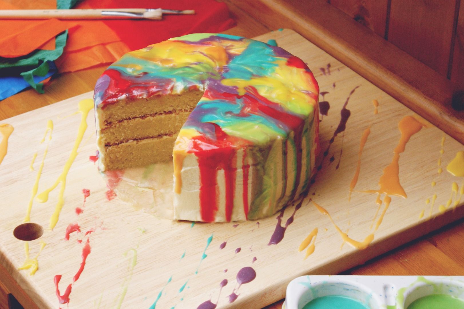 Melted Rainbow Paint Drip Cake 4 Steps (with Pictures) Instructables