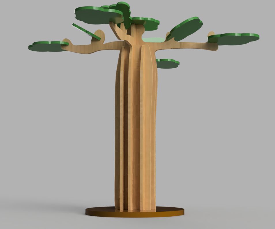 Laser Cut Press-fit of a Baobab Tree