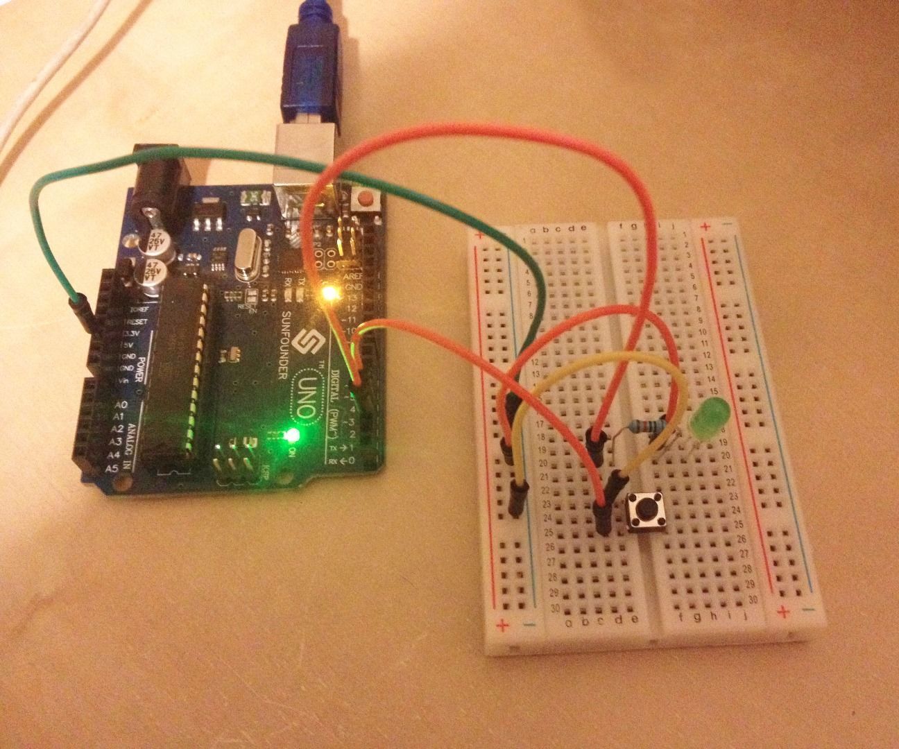 Making button and led