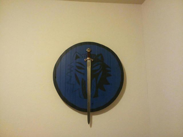 Viking War Shield Table or Sword Mount.